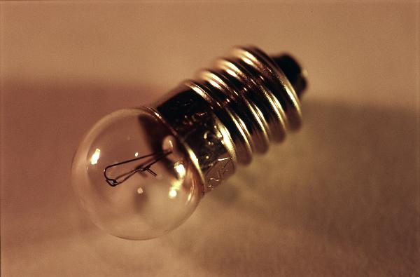 a small low voltage lamp closeup on the fillament