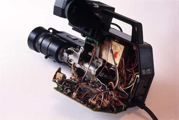 a video camera from the days before CCD sensors, containing a glass videcon tube to create a video image