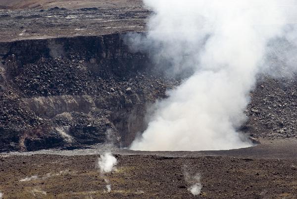 hot volcanic gasses and steam vents in the Halemaumau crater, kilauea caldera. hawaiis big island