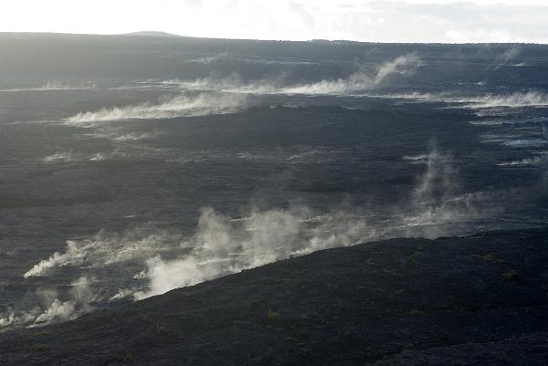 volcanic smoke and gasses rising from the kilauea caldera on hawaiis big island